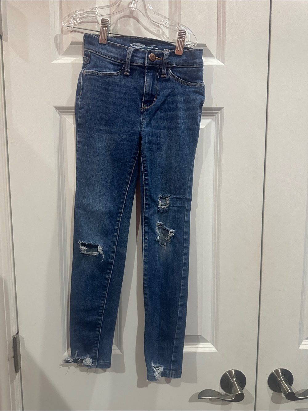 NWOT Old Navy Kids Dark Blue Distressed Skinny Jeans size 10